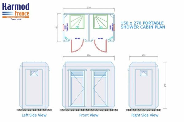 150 x 270 Toilette mobile plan douche