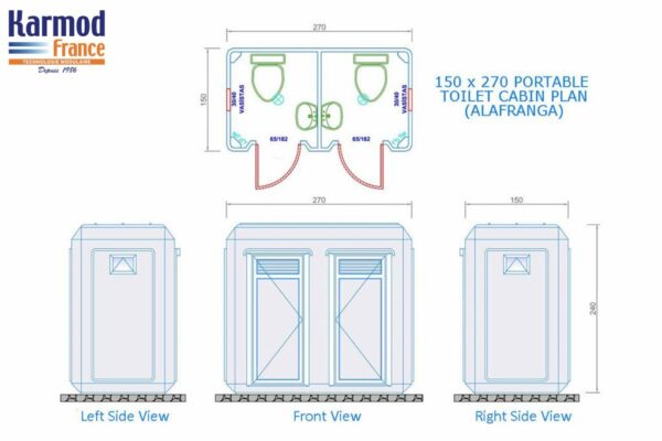 150 x 270 Toilette mobile plan