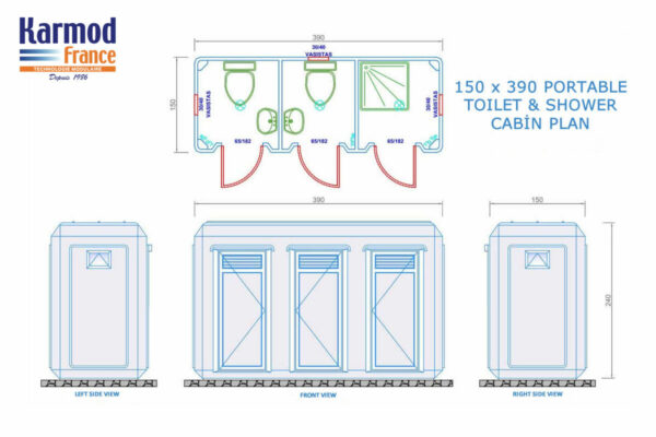 Cabine wc chantier plan