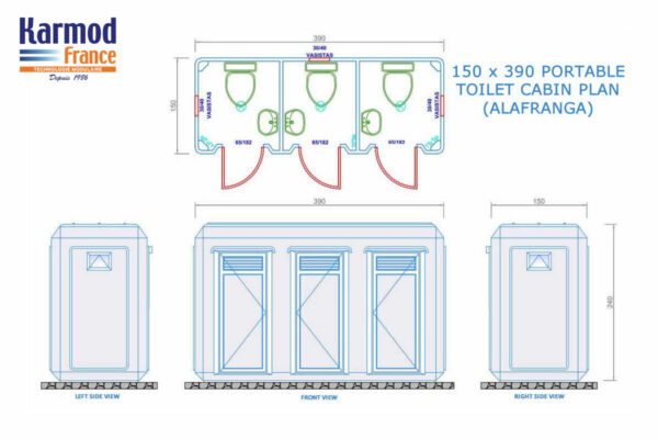 Cabine wc chantier plan