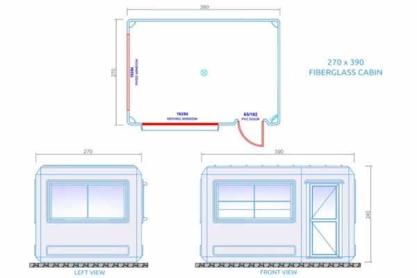 Guérite de chantier plan 270x390